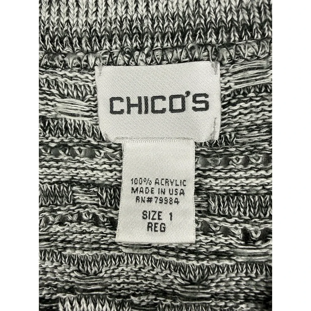 Chicos Gray Knit Cardigan Minimalist Capsule Cozy Layer Size‎ 1